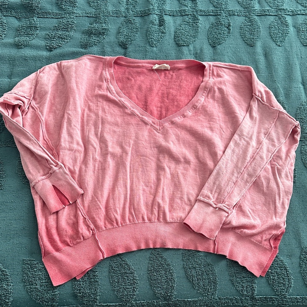 Free People We the Free v neck pink ombré sweater xs